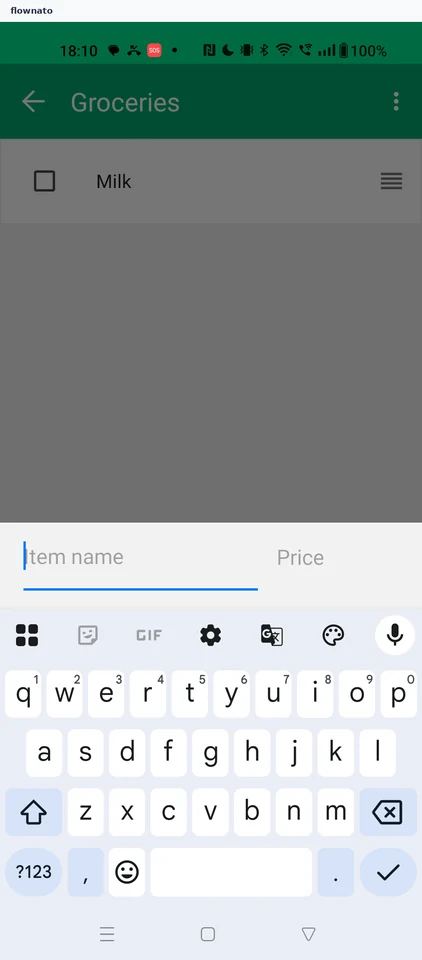 Wallet: Shopping list