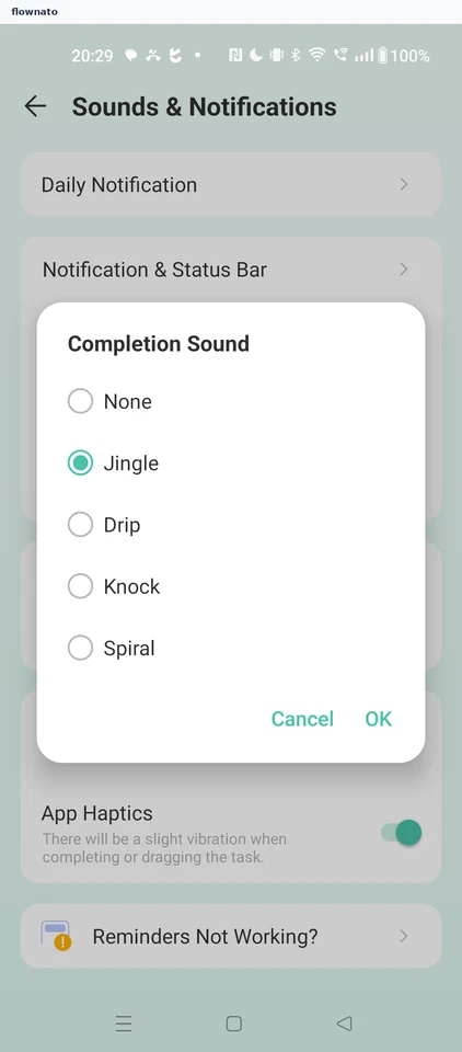 TickTick: Sounds & Notifications settings