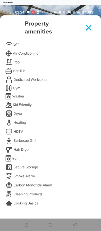 Home property amenities sheet