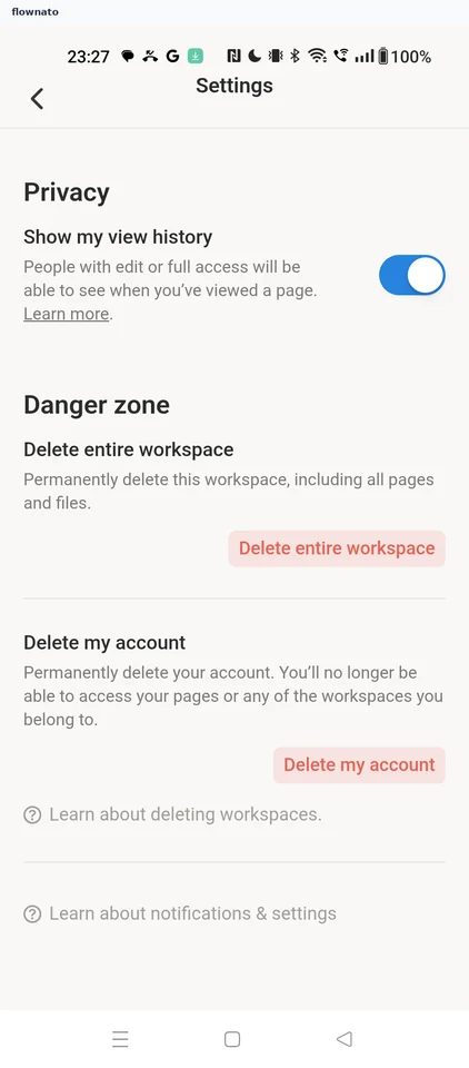 Notion: Settings