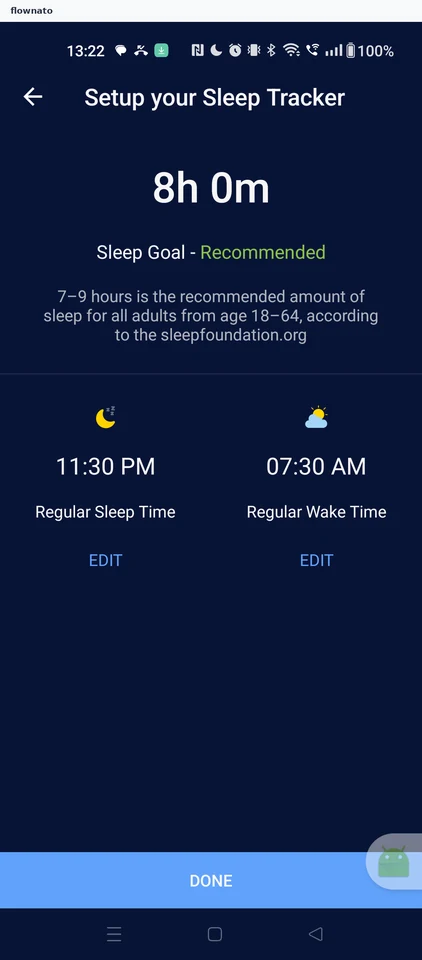 Healthify: Sleep goal setup