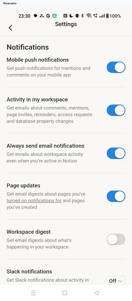 Notion: Workspace digest off