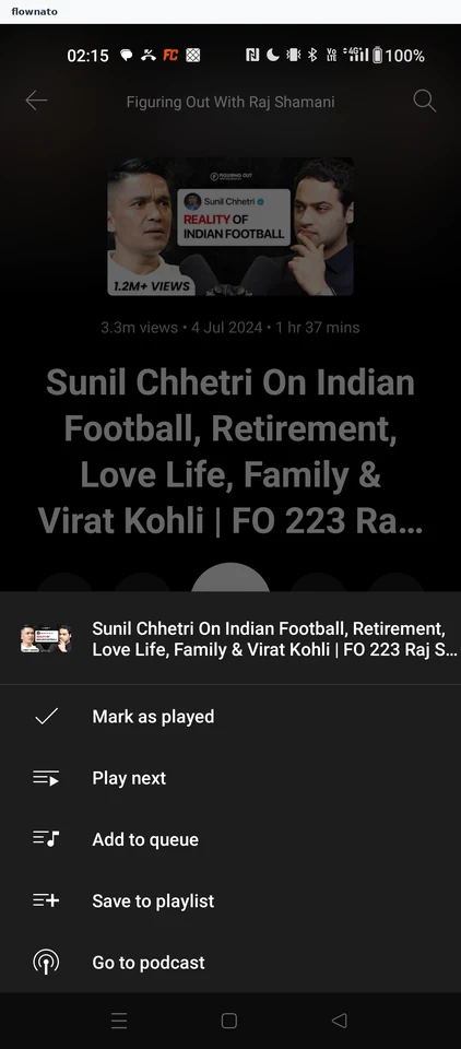 YouTube Music: Episode options