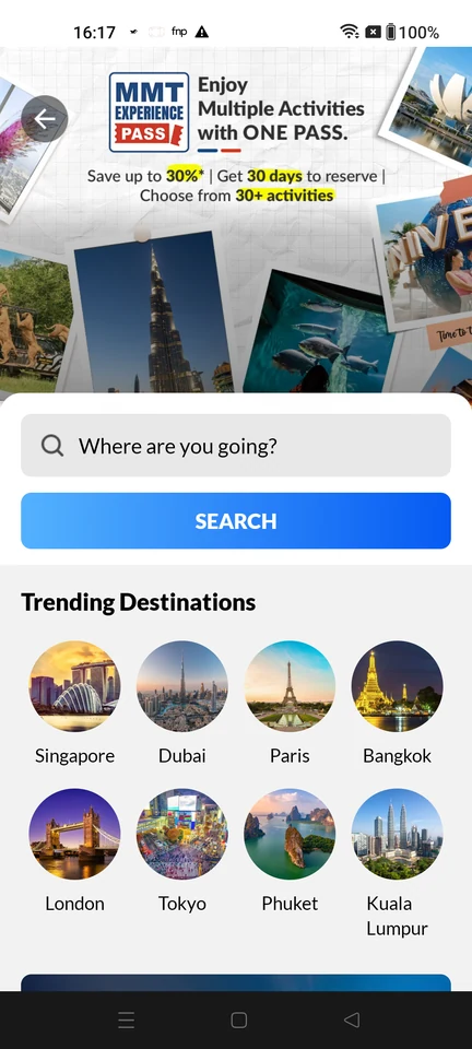 MakeMyTrip: Choose a destination