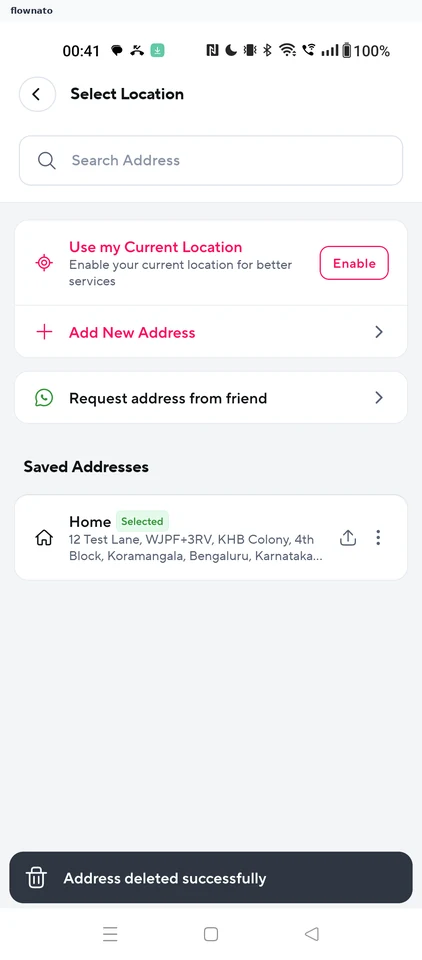 Zepto: Address deleted