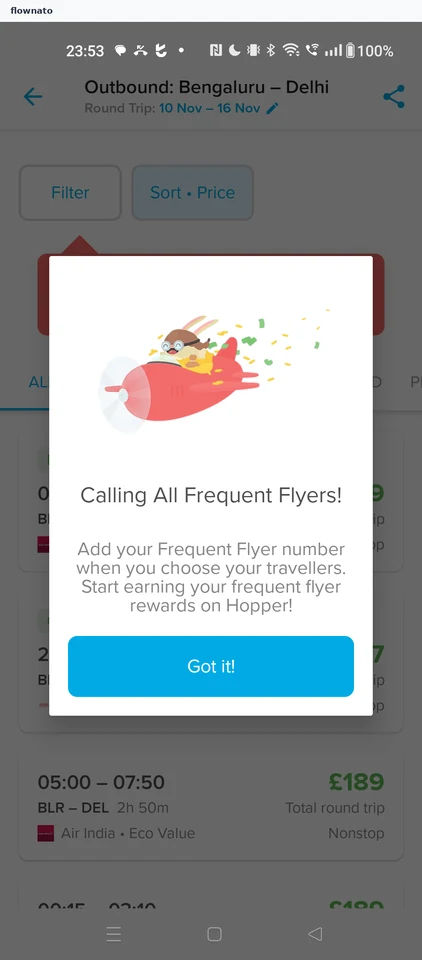 Hopper: Frequent flyer promotion