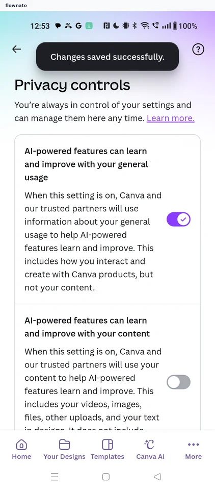Canva: Content learning off