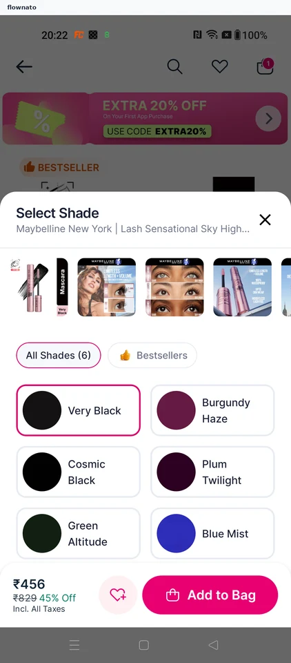Nykaa: Shade selection